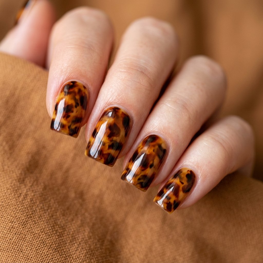 Nails 2025 Tendencia : 30 Trendy Ideas You'll Absolutely Love 29 Tortoiseshell Pattern Nail Ideas