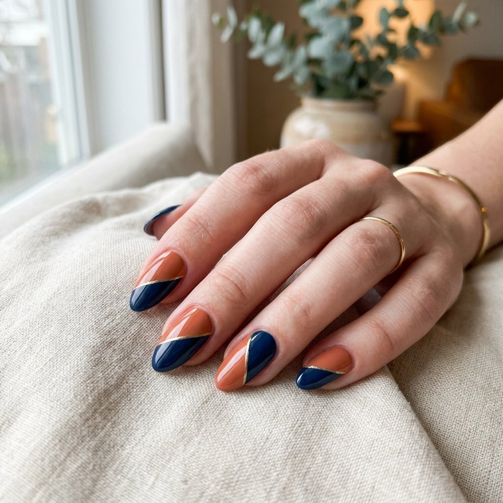 Two-Tone Color Block Nail Idea