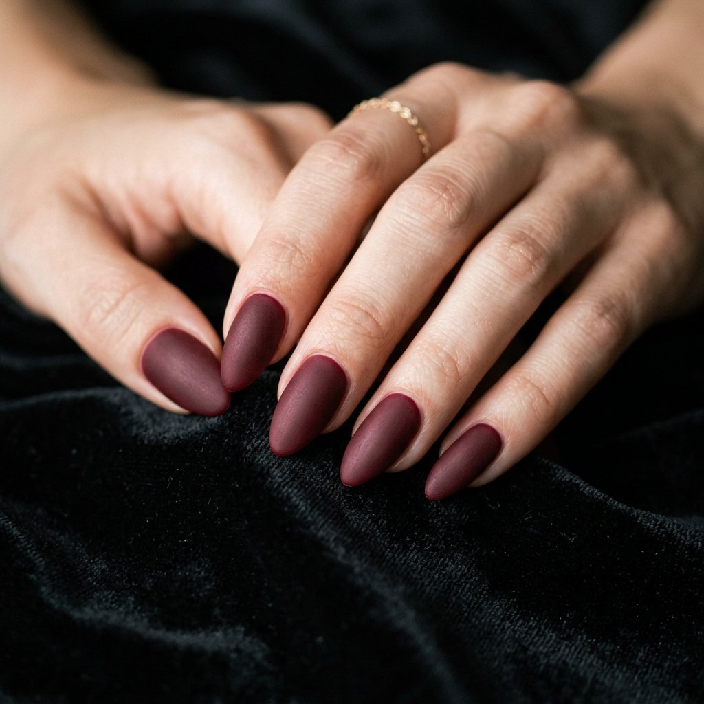 Velvet Matte Almond Nail Ideas