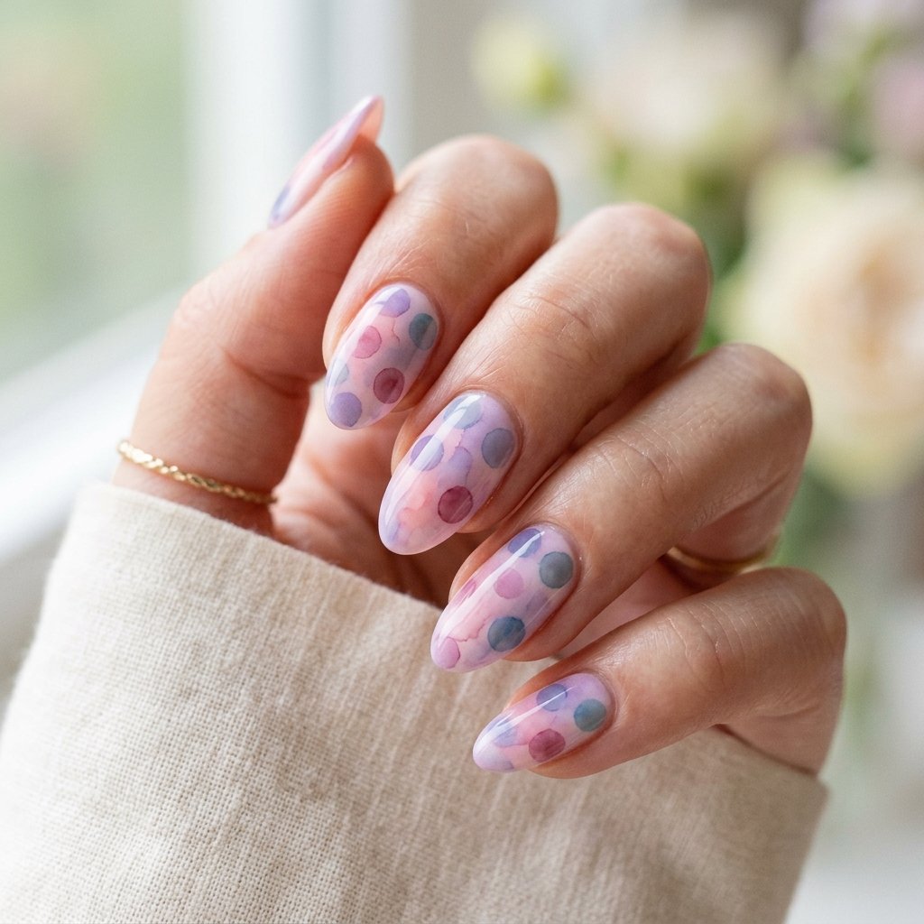 30 Nails Polka Dots Ideas: Creative Designs to Inspire Your Next Manicure 16 Watercolor Polka Dot Nails