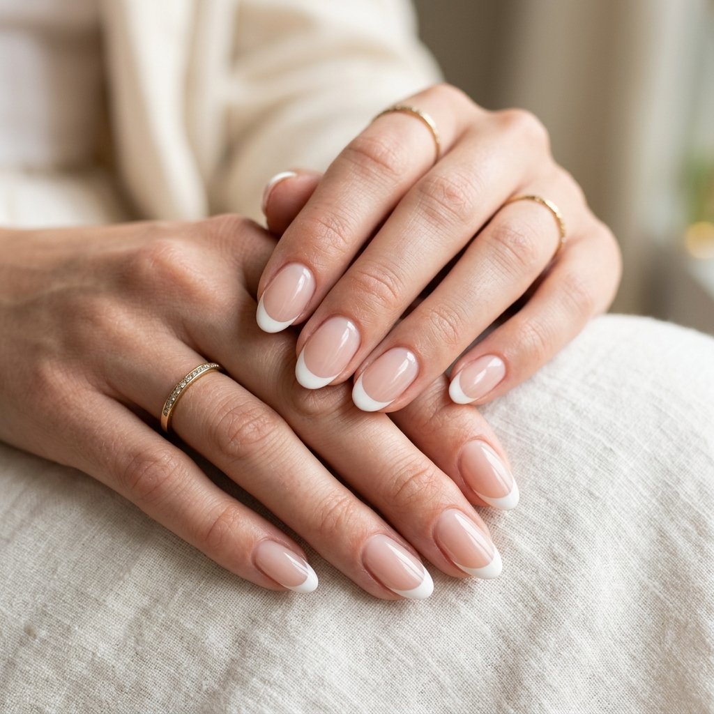 Classic White nails french tip Ideas