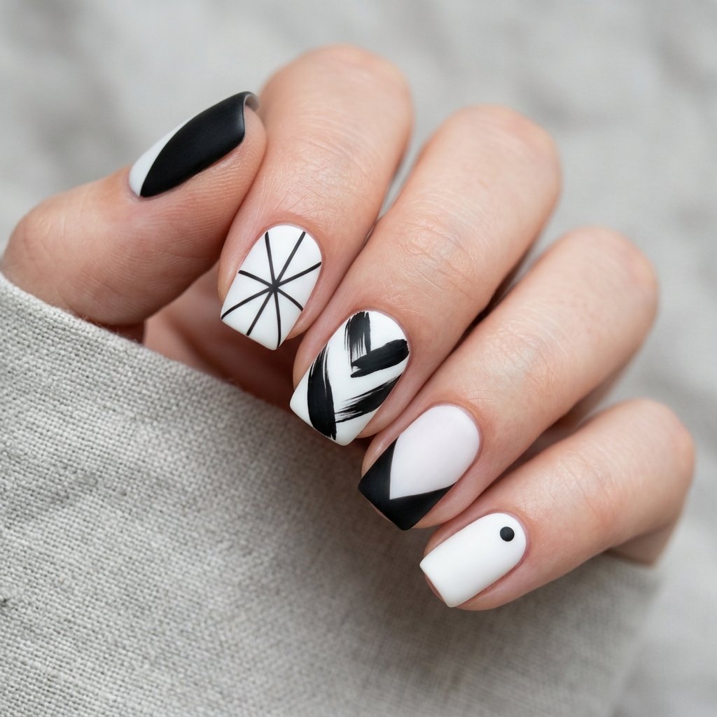 White and Black Nails Ideas
