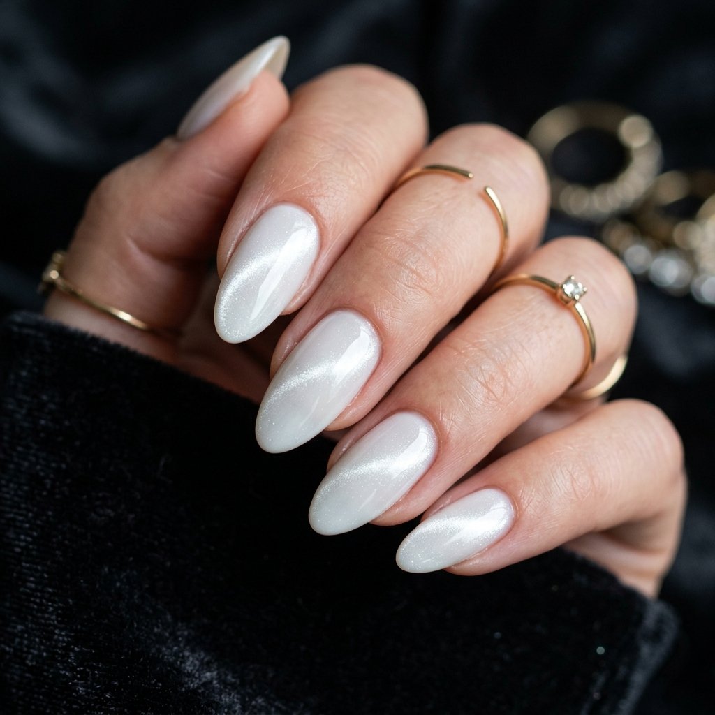 White Cat Eye Nails Ideas