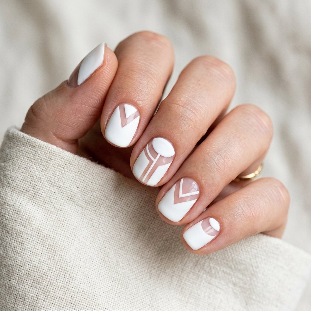 Negative Space Nails White Ideas