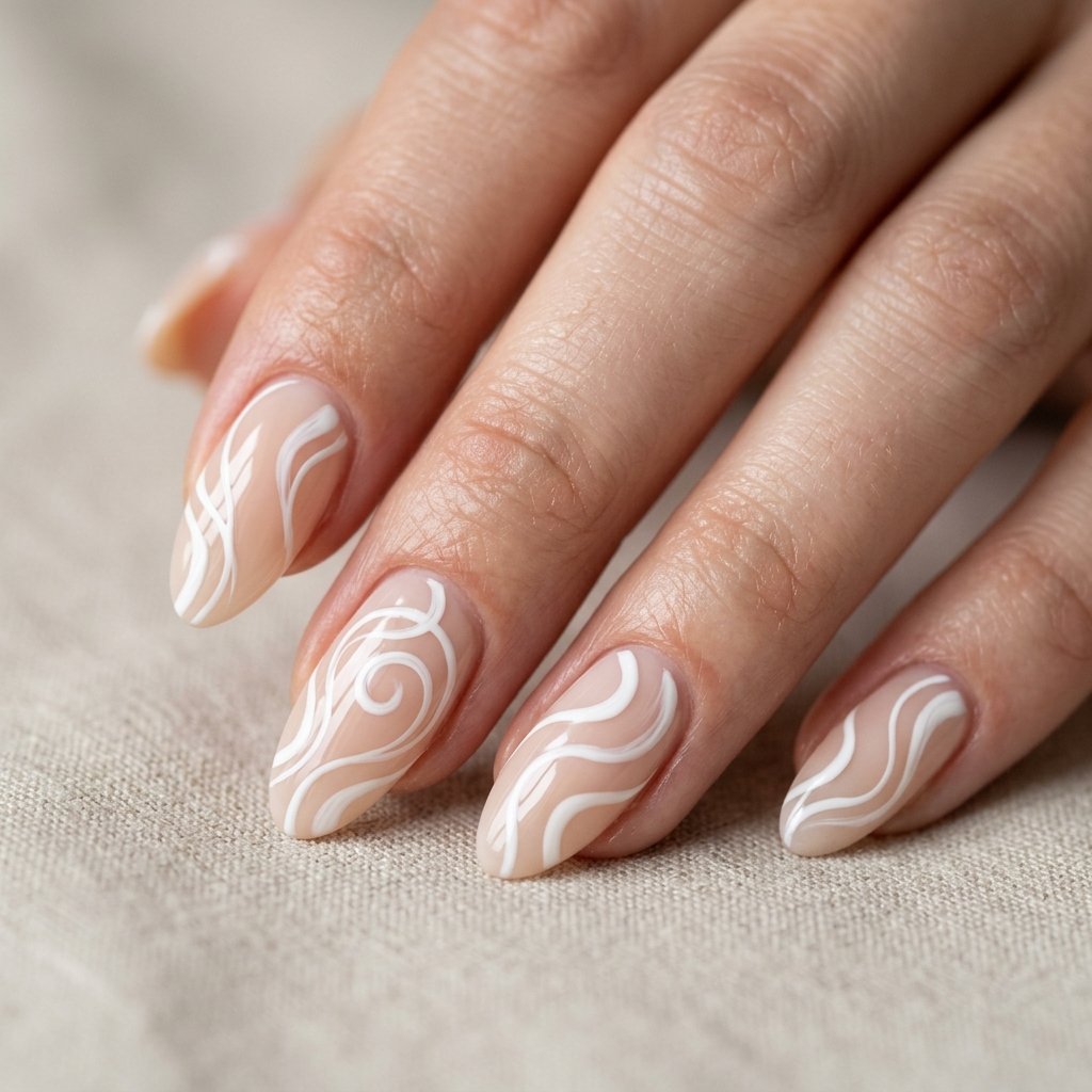 White Swirl Nails Ideas