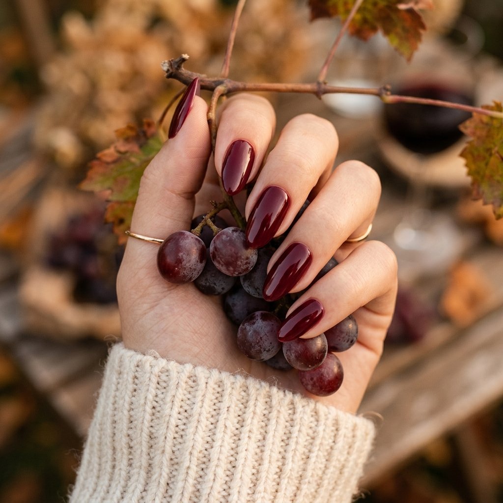 Wine Red Almond Nail Ideas