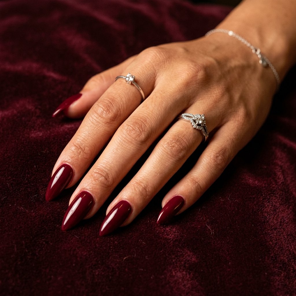 Wine Red Stiletto Fall Nail Designs Autumn Classy