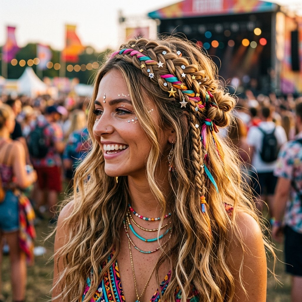 hairstyles half up half down Festival Ideas