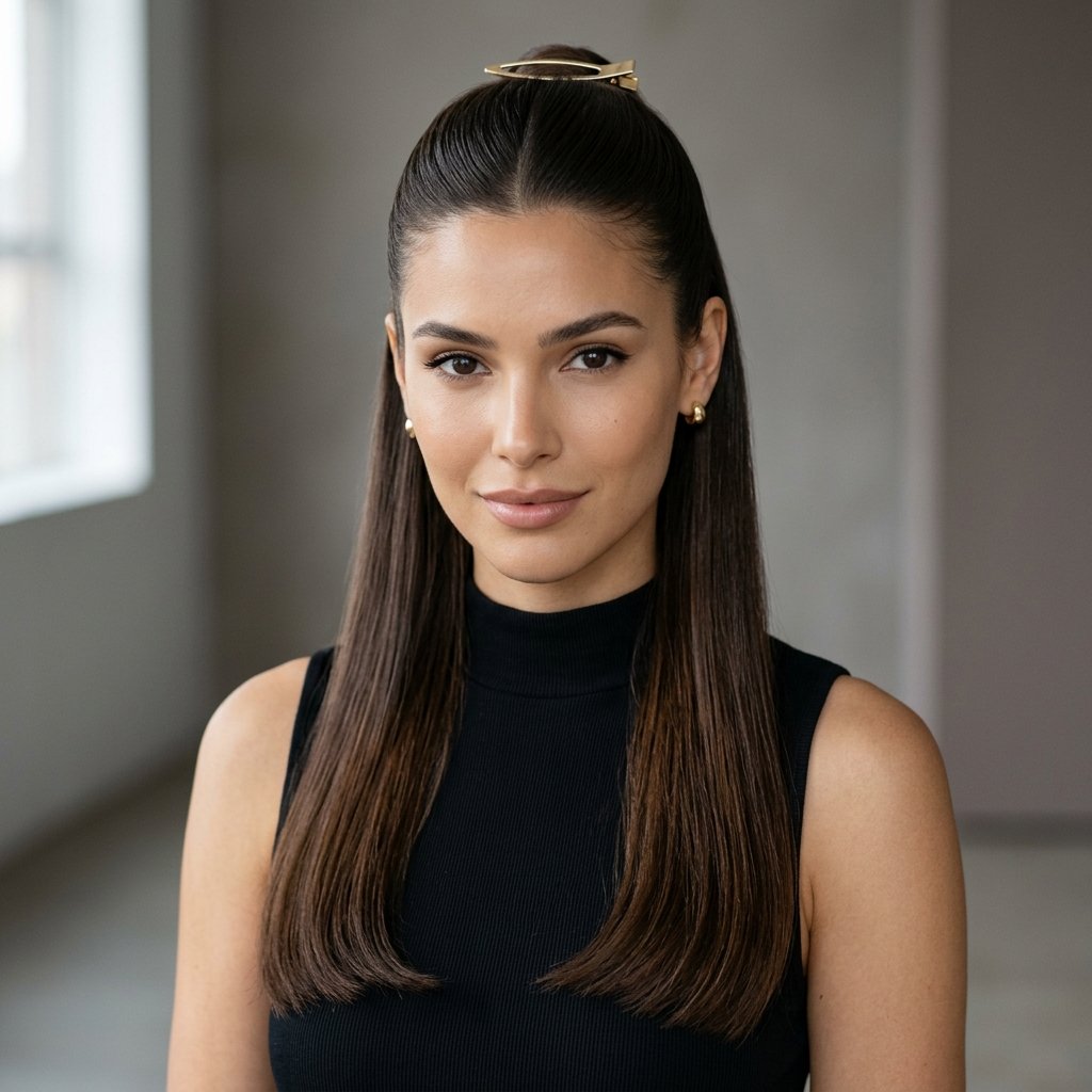 Sleek hairstyles half up half down Ideas