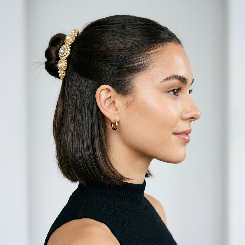hairstyles half up half down for Short Hair
