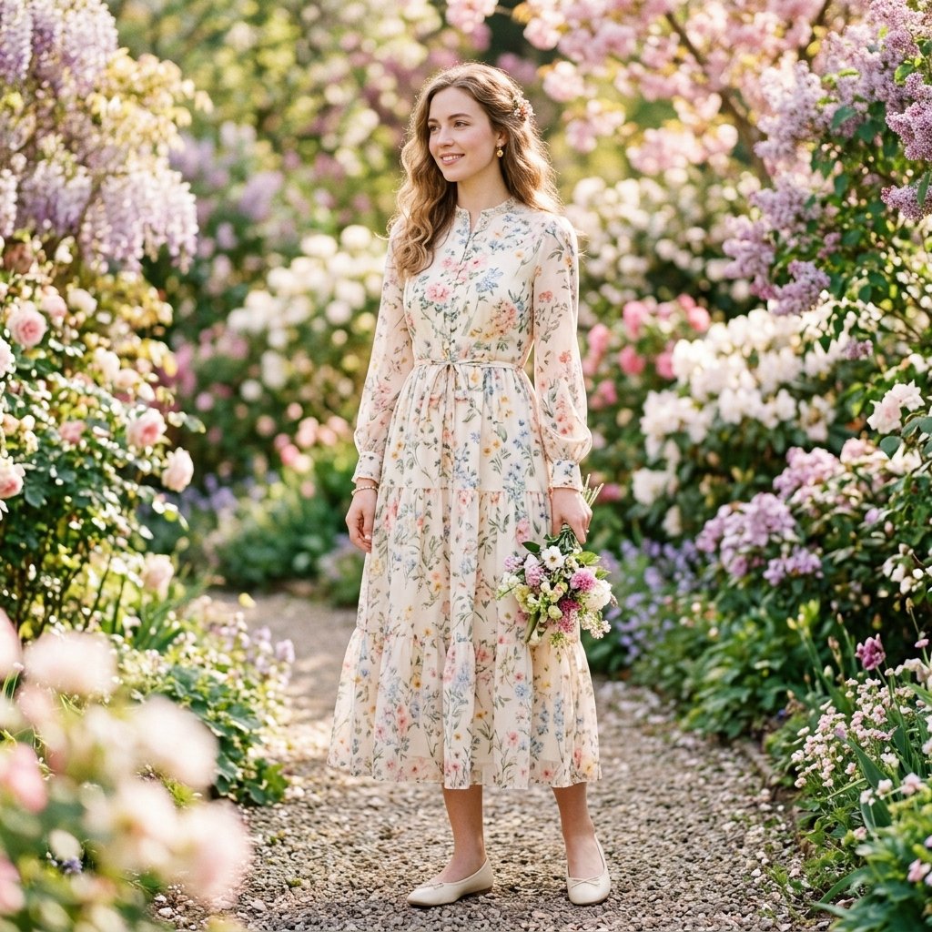Long Sleeve Floral Dress Outfit Ideas