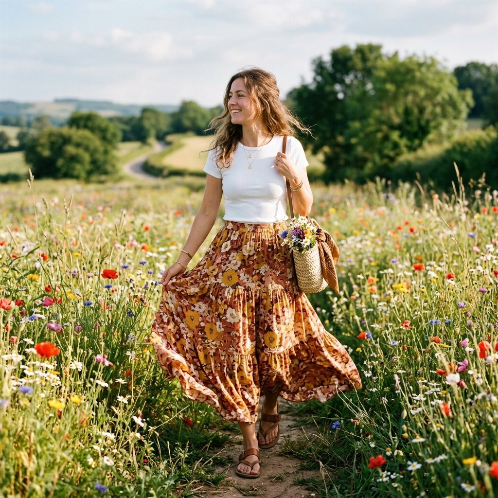 Maxi spring skirt outfits