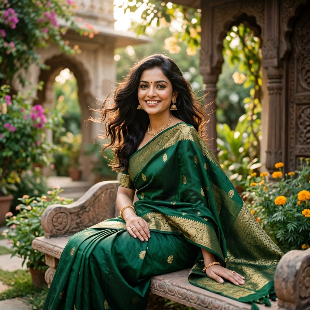 Open Hair Hairstyles for Saree