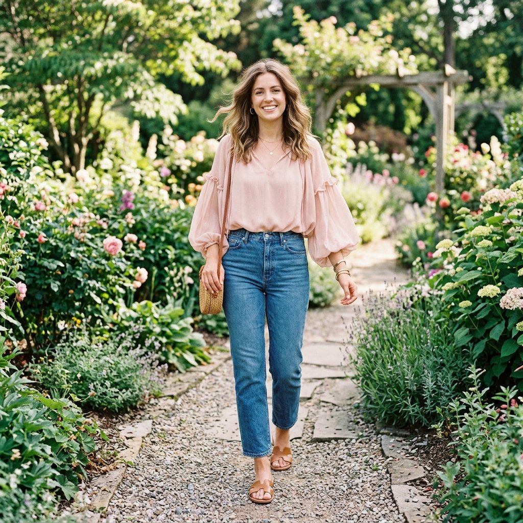 Jeans and Flowy Top Outfit Ideas