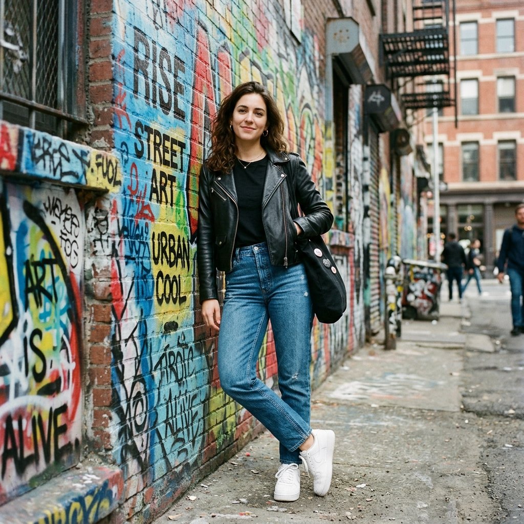 Jeans and Leather Jacket Outfit Ideas