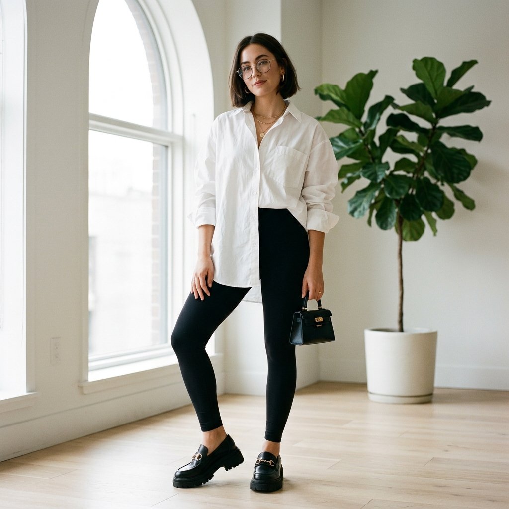 Leggings and Loafers Styling Idea