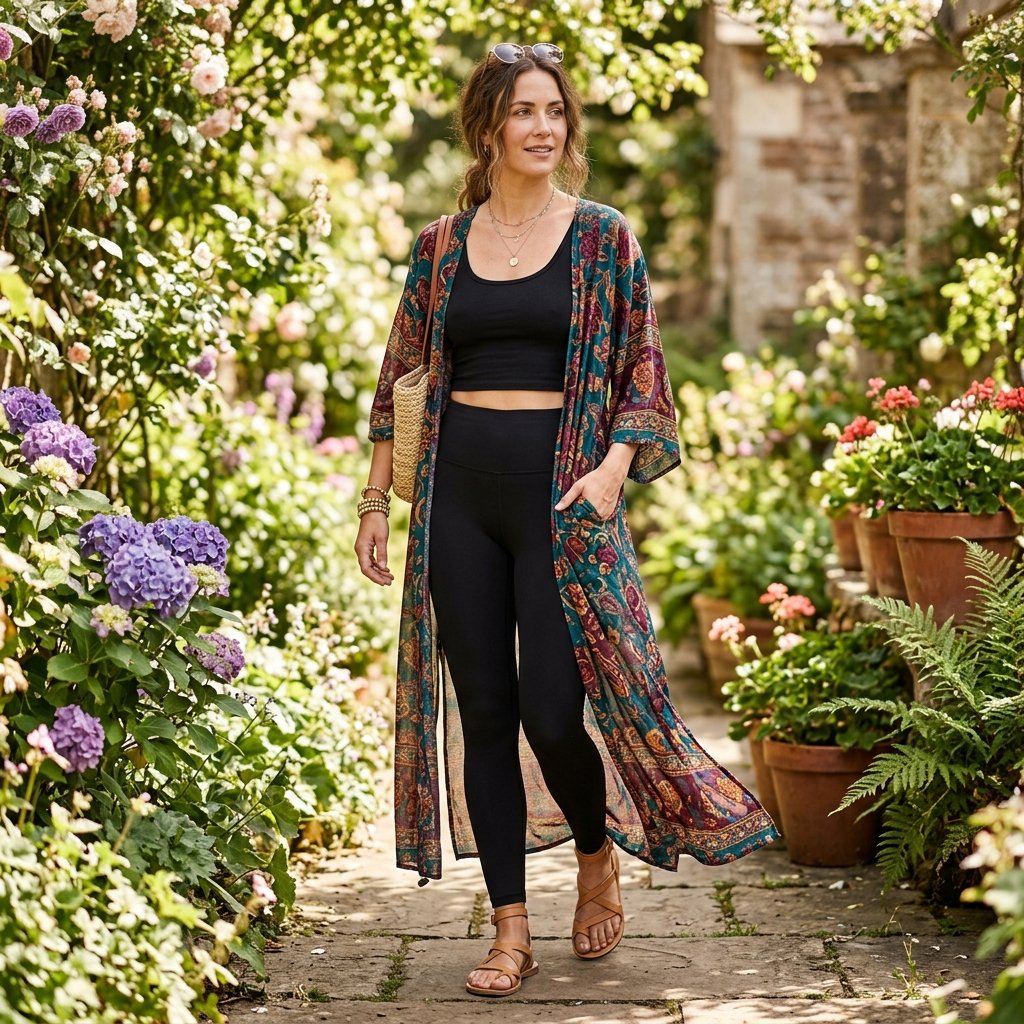 Leggings With Kimono Cover Up Idea