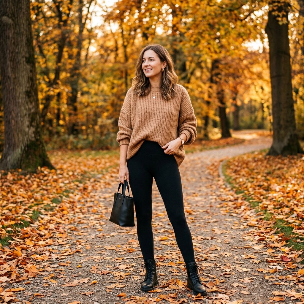 Leggings and Oversized Sweater Idea