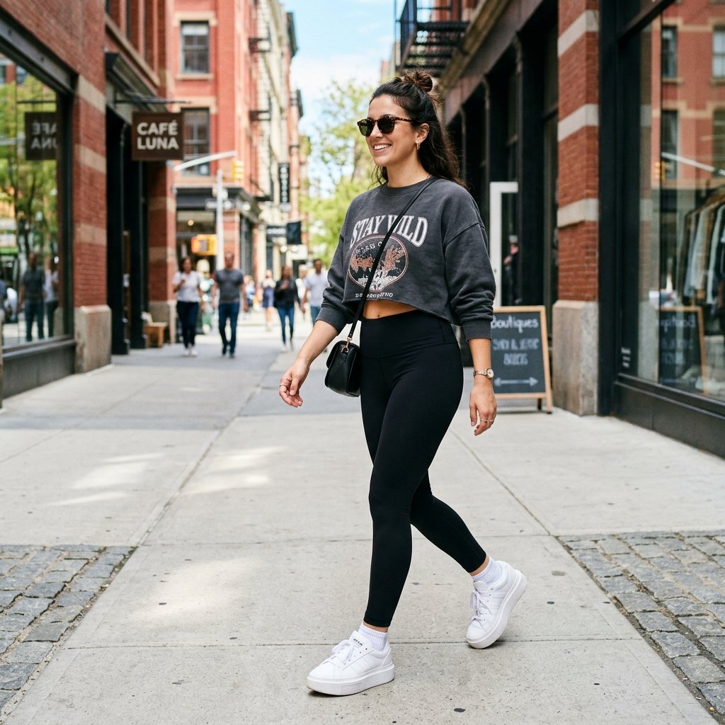 Leggings and Sneakers Outfit Idea