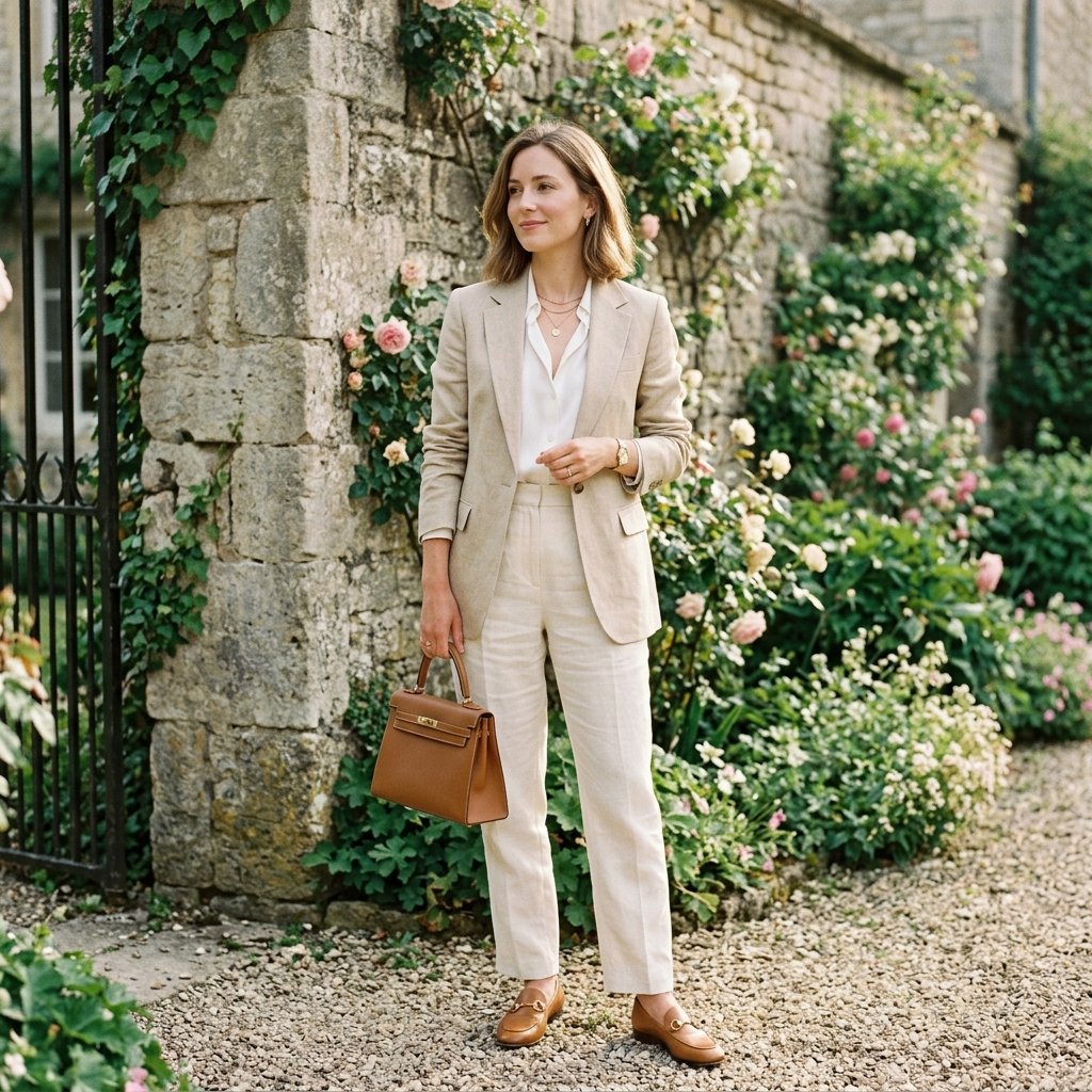 Old Money Spring Outfits Linen Blazer Idea