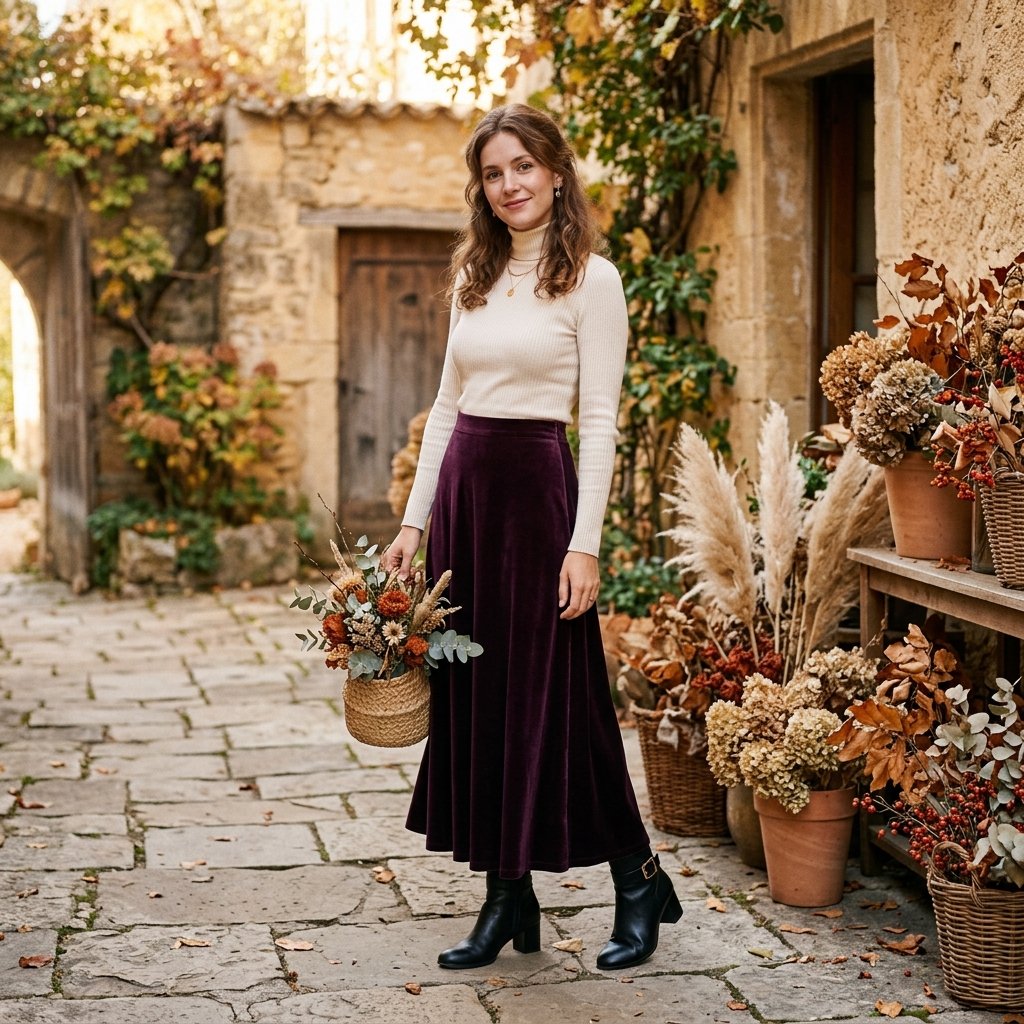 Maxi Skirt and Fitted fall outfits women