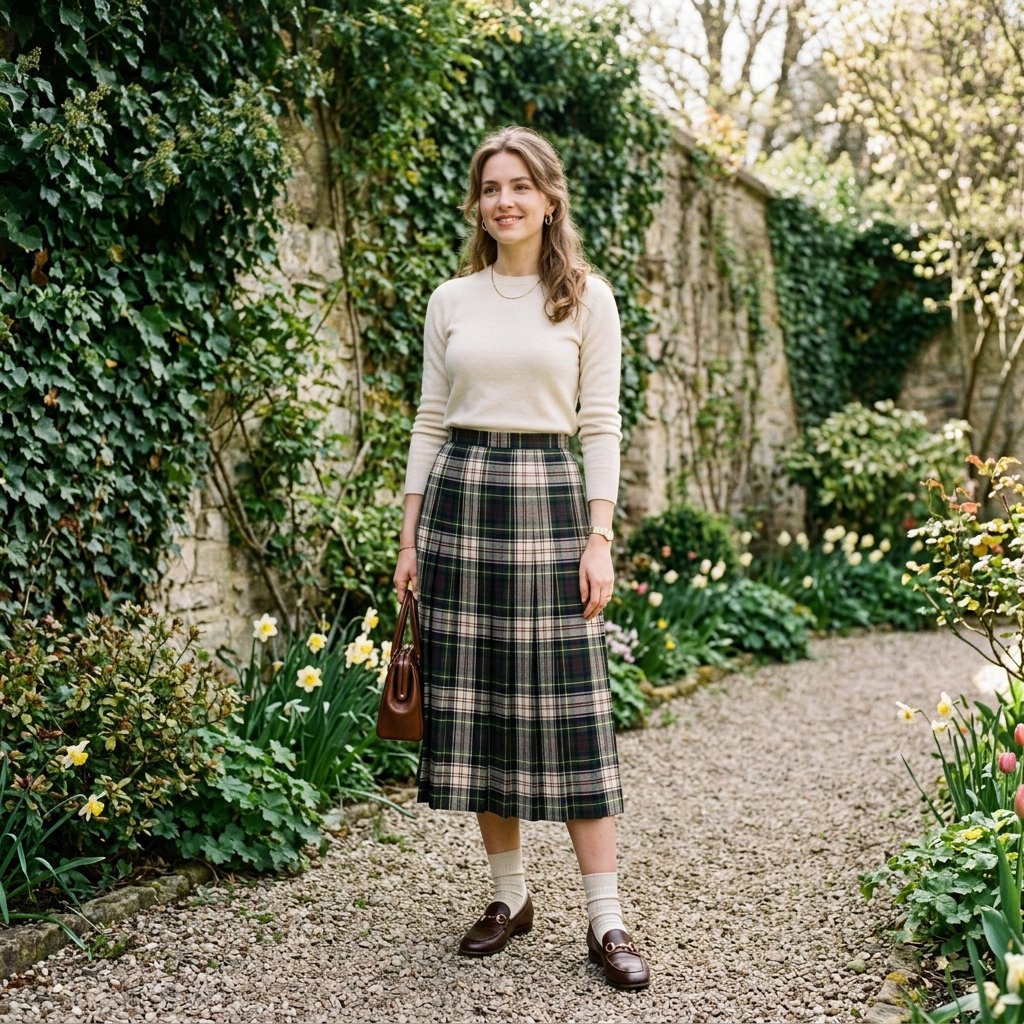 Old Money Spring Outfits Preppy Skirt Idea