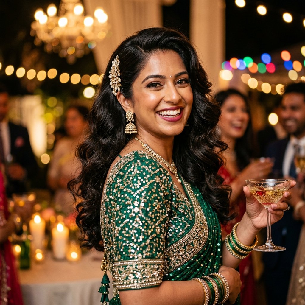 Party Hairstyle for Saree
