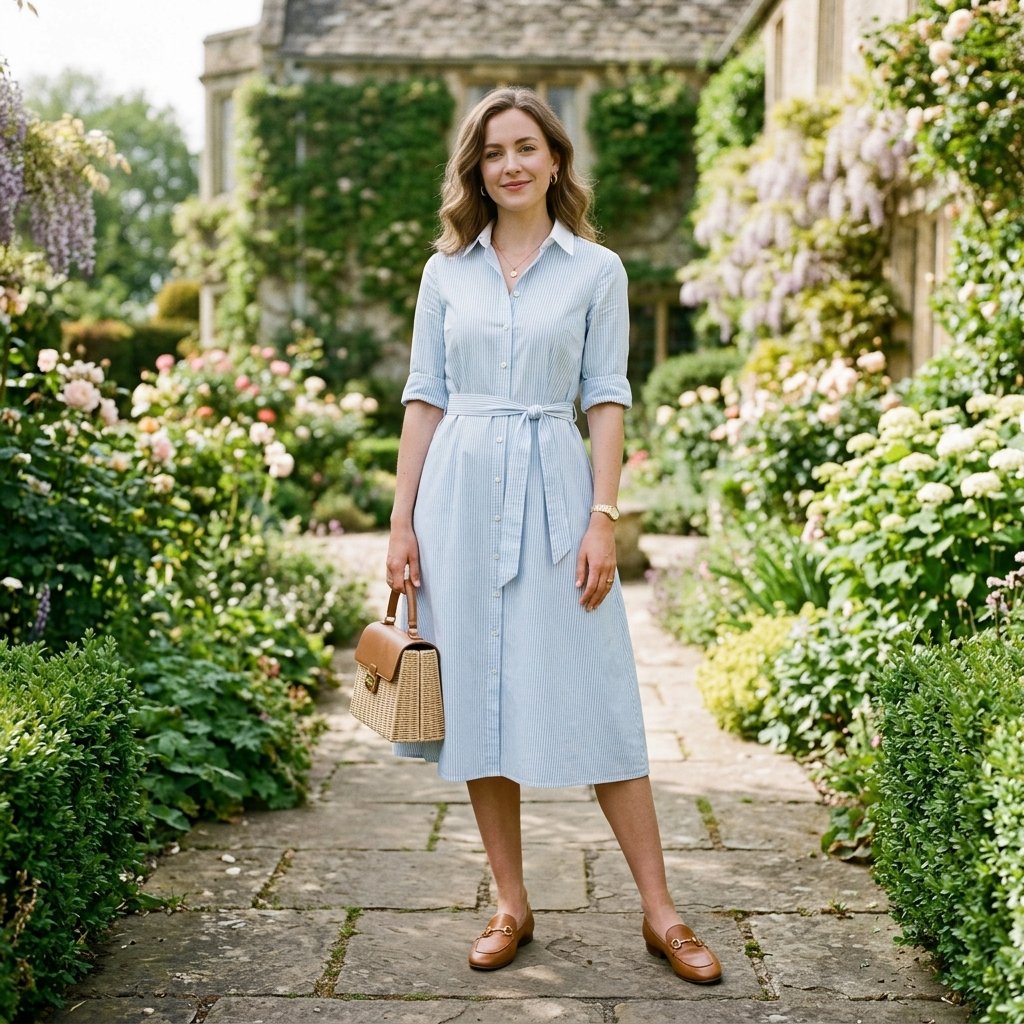 Old Money Spring Outfit Collared Dress Idea