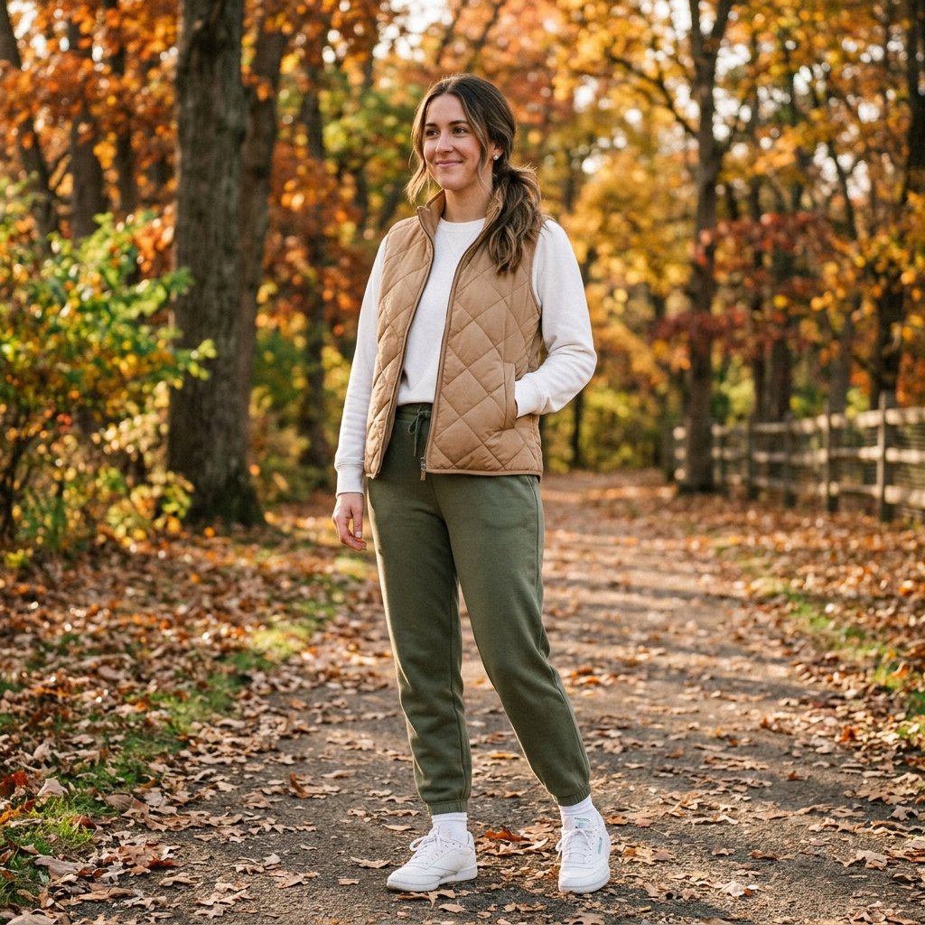 30 Best Outfit Ideas Sweatpants to Elevate Your Everyday Look 29 Sweatpants with Quilted Vest Outfit Ideas