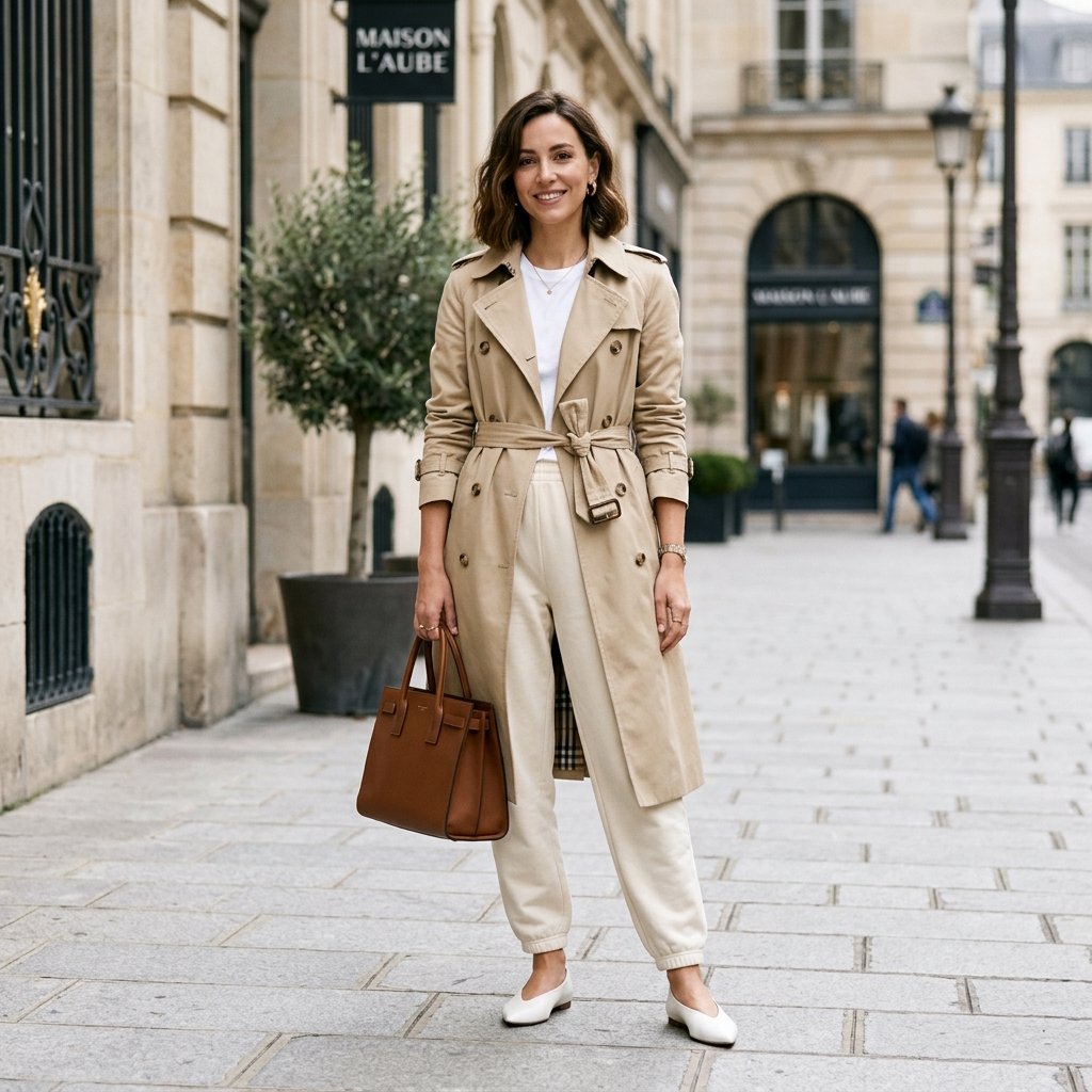 30 Best Outfit Ideas Sweatpants to Elevate Your Everyday Look 14 Sweatpants with Trench Coat Outfit Ideas
