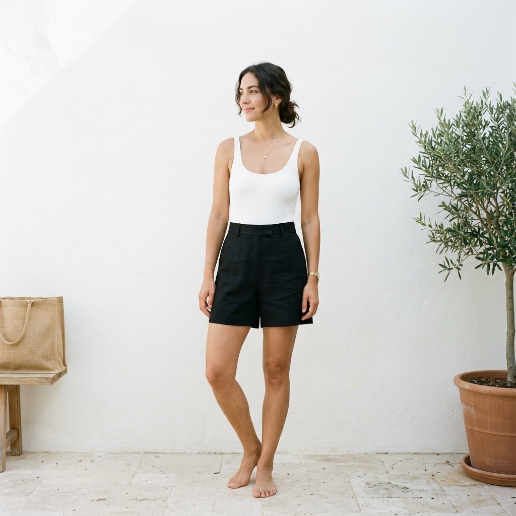 Minimalist Swimsuit and Shorts Outfit Ideas