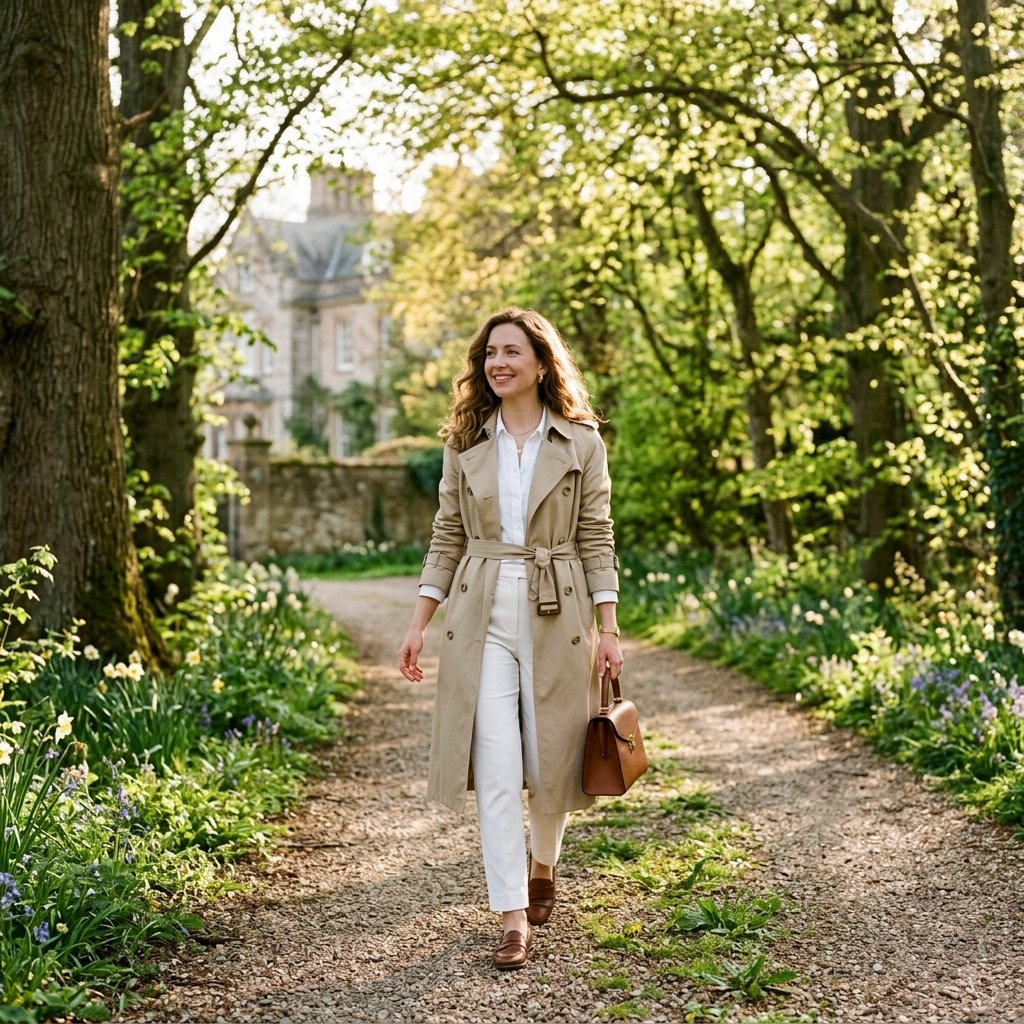 Old Money Spring Outfits Trench Coat Idea