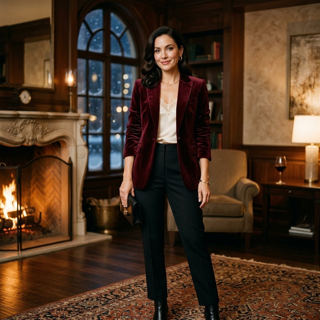 Velvet Blazer Winter Outfit