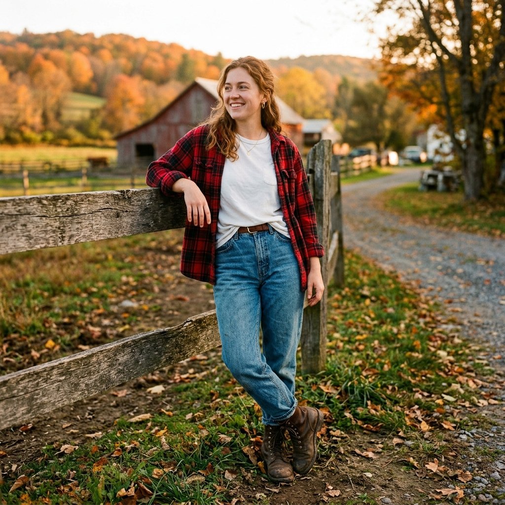 Flannel and Denim Fall Outfits Aesthetic
