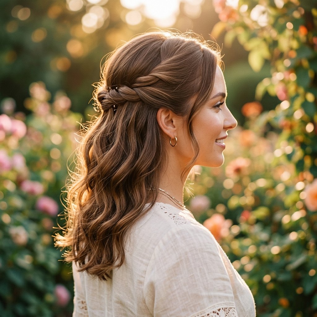 Twisted hairstyles half up half down Ideas