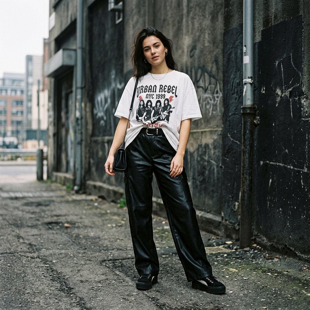 Leather Pants outfit ideas baggy