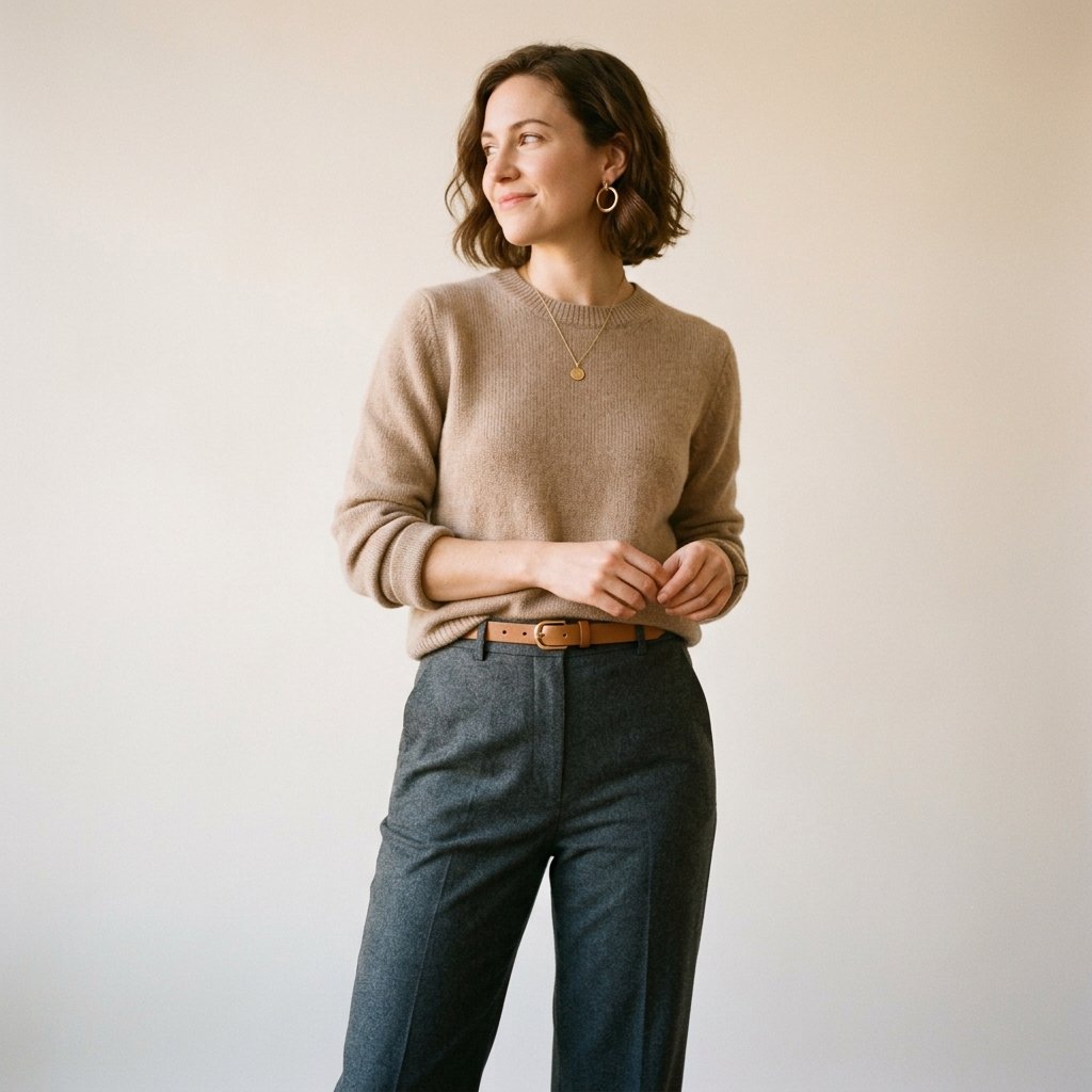 Capsule Wardrobe Outfit Ideas with Neutral Knitwear