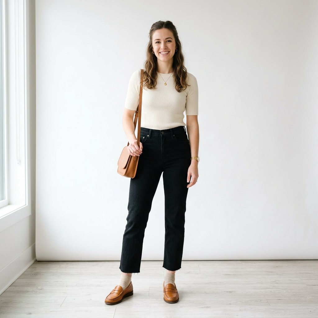Outfit Ideas Black Jeans and Loafers Ideas