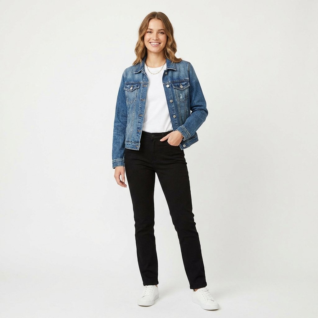 Outfit Ideas Black Jeans and Denim Jacket Ideas