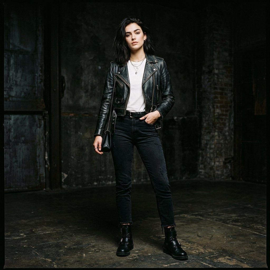 Outfit Ideas Black Jeans and Leather Jacket Ideas
