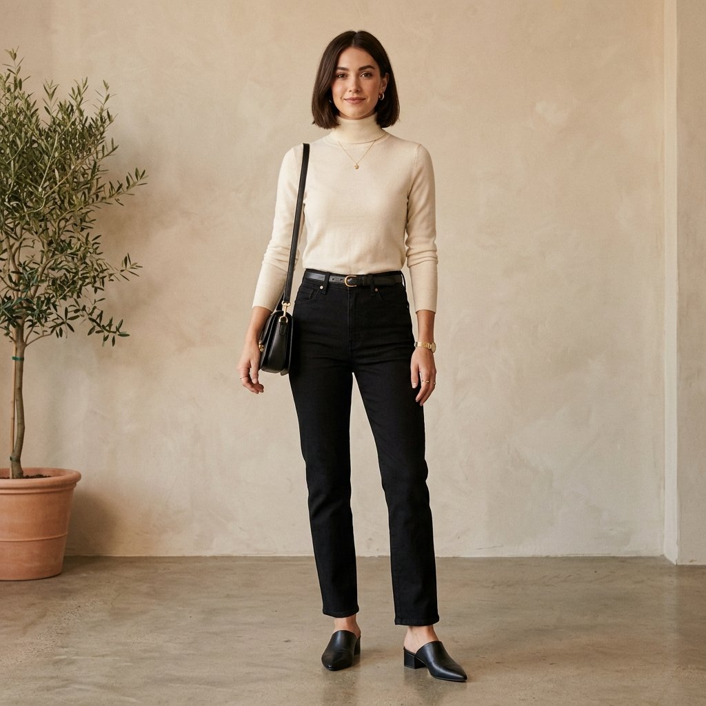 Outfit Ideas Black Jeans and Turtleneck Ideas