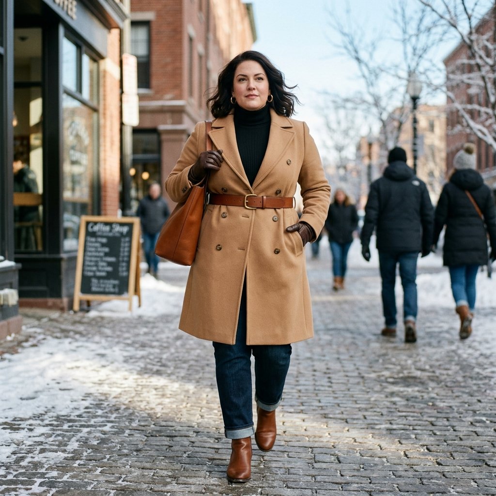 Belted Wool Coat Plus Size Winter Outfits Ideas