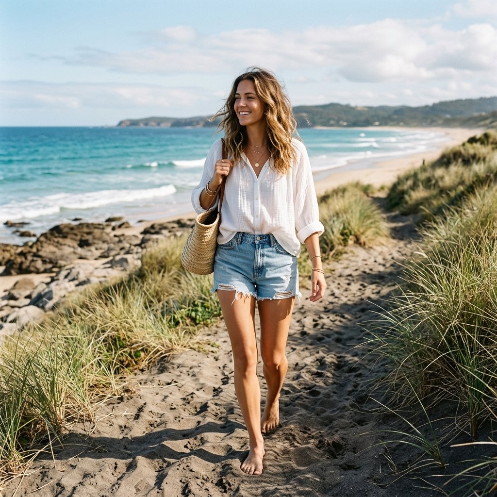 Denim Shorts Combo Beach Vacation Outfits