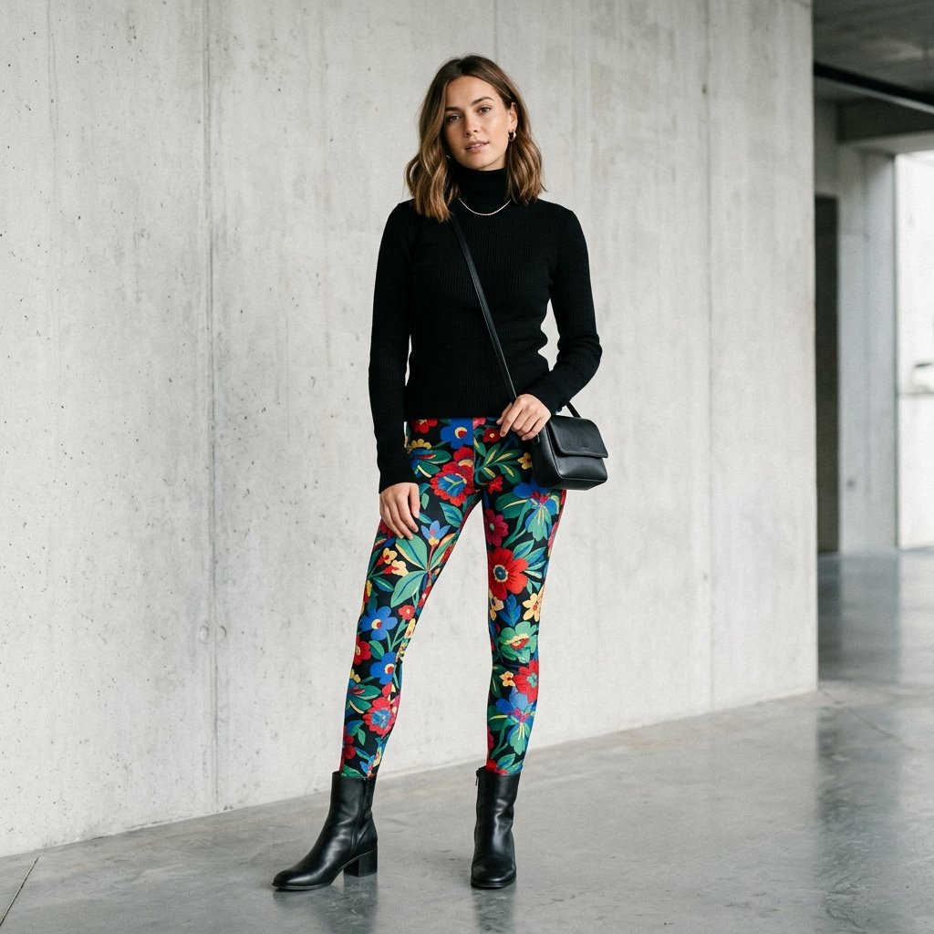 Printed Leggings Outfit Idea