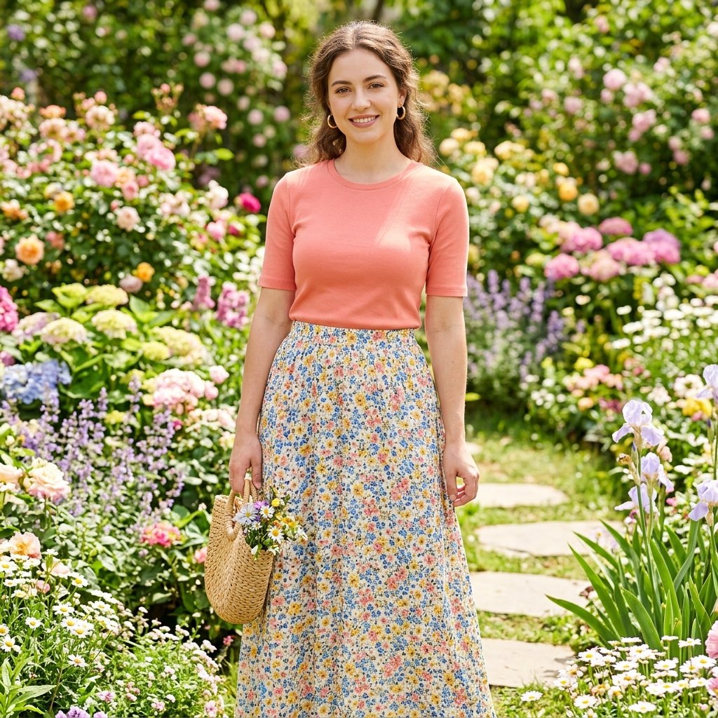 Floral Print Maxi Skirt Outfit Ideas