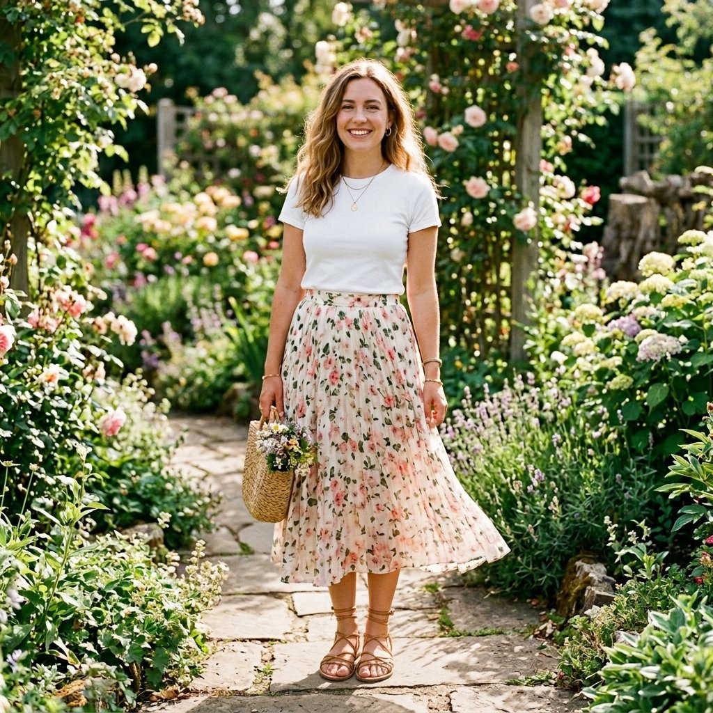 Floral Midi spring skirt outfits