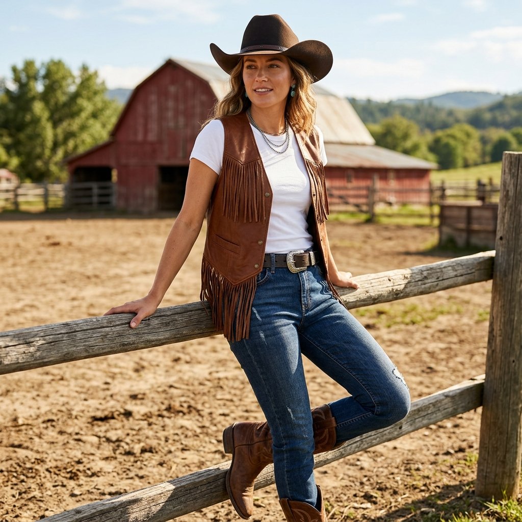 Leather Vest Rodeo Outfits Ideass