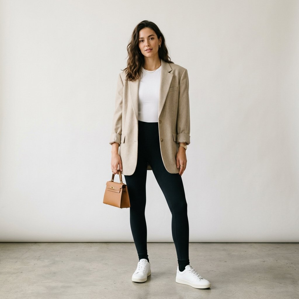 Leggings and Blazer Outfit Idea