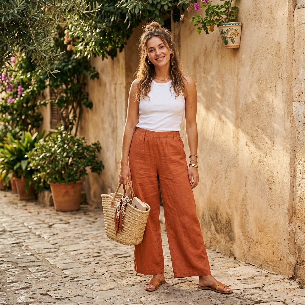 Loose Linen Pants outfit ideas baggy