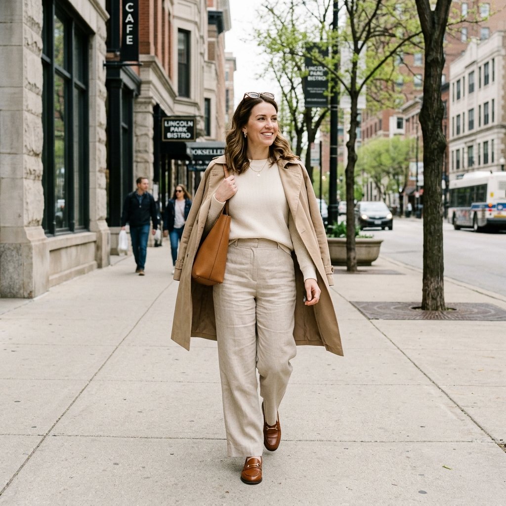 Neutral Toned Chicago Spring Outfits